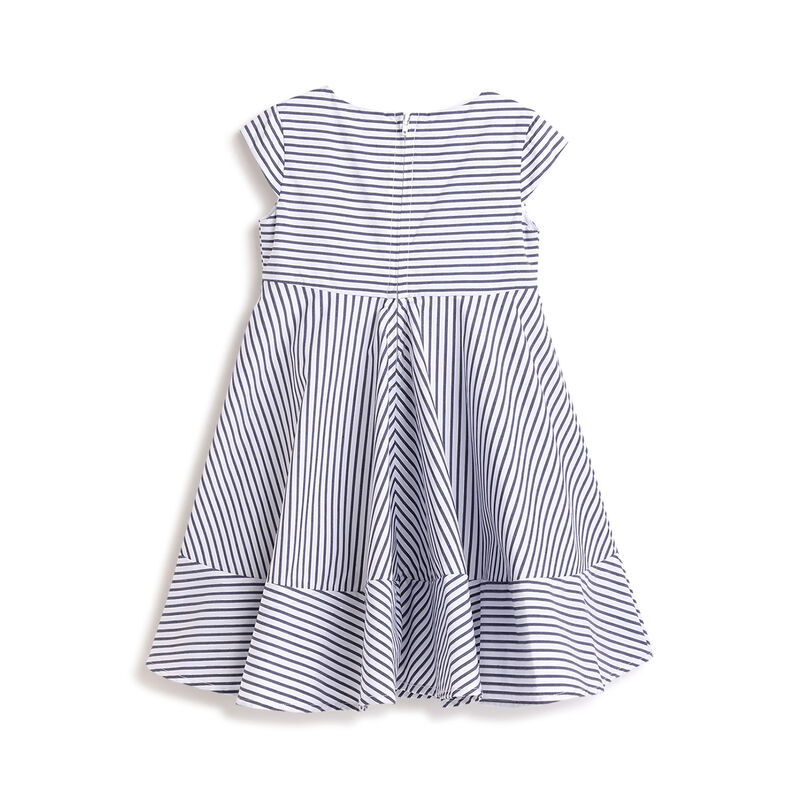 Girls Blue Striped Short Sleeve Dress image number 1